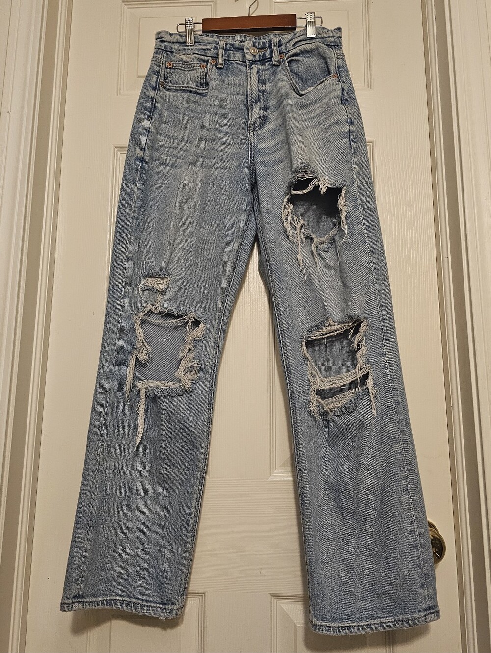 American Eagle Wms Light Blue Jeans Stretch High-Rise Curvy 90's Straight Sz 6 R
